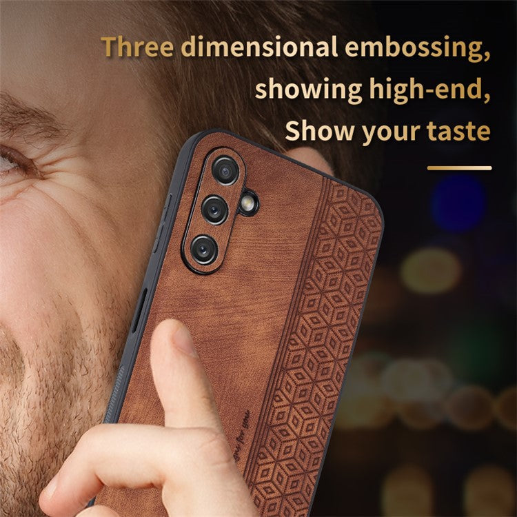 AZNS For Samsung Galaxy M14 5G Anti-scratch Phone Case Imprinted PU Leather+TPU Back Cover - Black