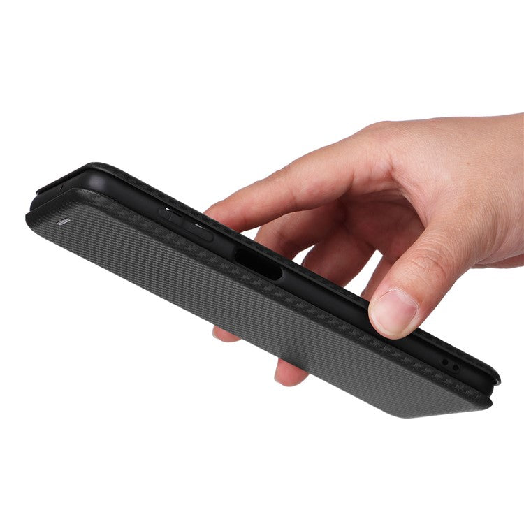 For Samsung Galaxy M54 5G / F54 5G PU Leather Carbon Fiber Texture Phone Case Stand Card Slot Magnetic Cover - Black