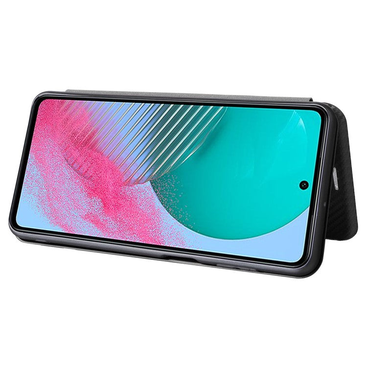 For Samsung Galaxy M54 5G / F54 5G PU Leather Carbon Fiber Texture Phone Case Stand Card Slot Magnetic Cover - Green