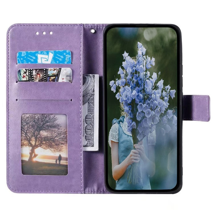For Samsung Galaxy M54 5G / F54 5G Anti-Scratch PU Leather Wallet Phone Case Mandala Flower Pattern Stand Cover - Purple