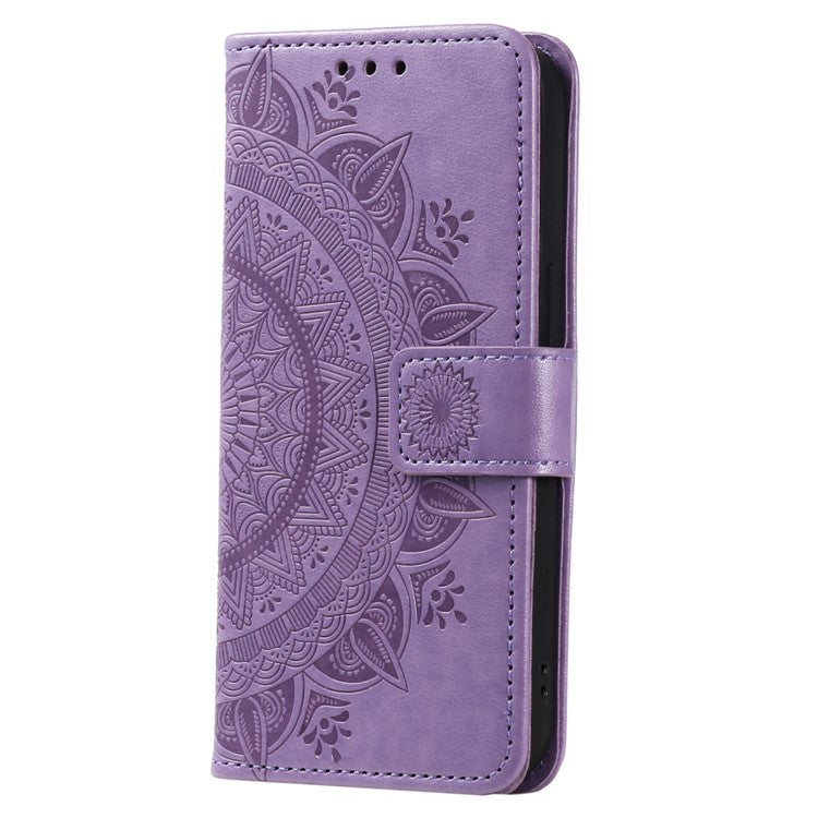 For Samsung Galaxy M54 5G / F54 5G Anti-Scratch PU Leather Wallet Phone Case Mandala Flower Pattern Stand Cover - Purple