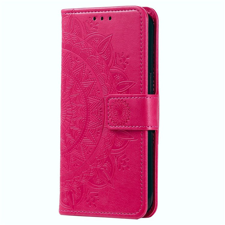 For Samsung Galaxy M54 5G / F54 5G Anti-Scratch PU Leather Wallet Phone Case Mandala Flower Pattern Stand Cover - Rose