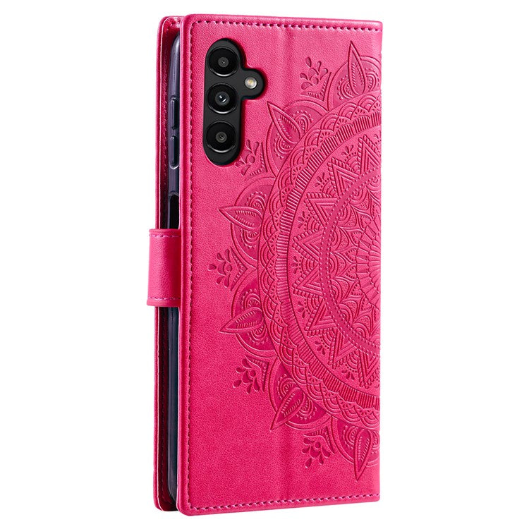 For Samsung Galaxy M54 5G / F54 5G Anti-Scratch PU Leather Wallet Phone Case Mandala Flower Pattern Stand Cover - Rose