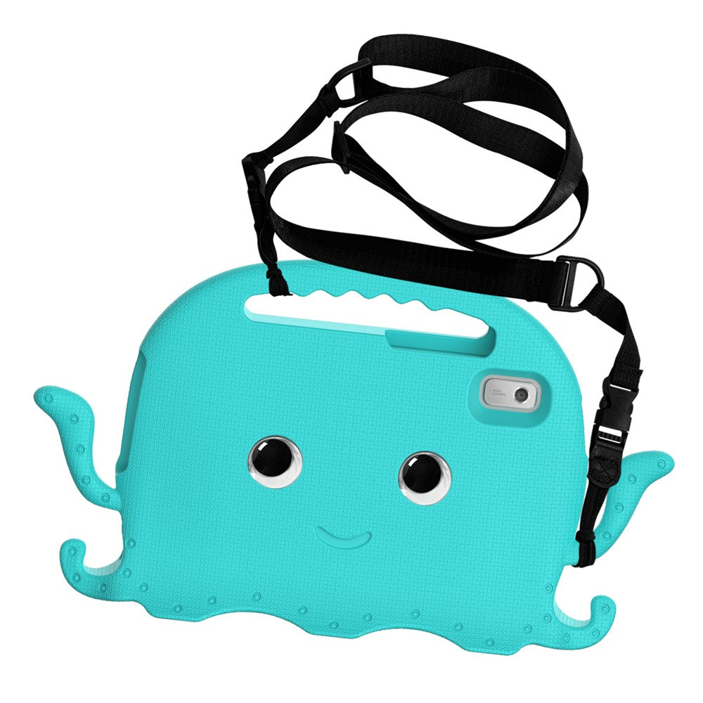 For Lenovo Tab M9 EVA Case Cartoon Octopus Hand Grip Tablet Cover with Shoulder Strap - Baby Blue