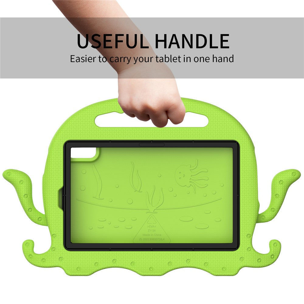 For Lenovo Tab M9 EVA Case Cartoon Octopus Hand Grip Tablet Cover with Shoulder Strap - Green