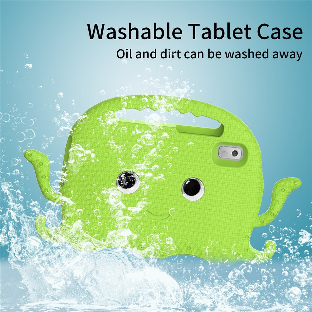 For Lenovo Tab M9 EVA Case Cartoon Octopus Hand Grip Tablet Cover with Shoulder Strap - Green