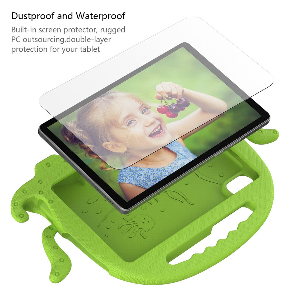 For Lenovo Tab M9 EVA Case Cartoon Octopus Hand Grip Tablet Cover with Shoulder Strap - Green