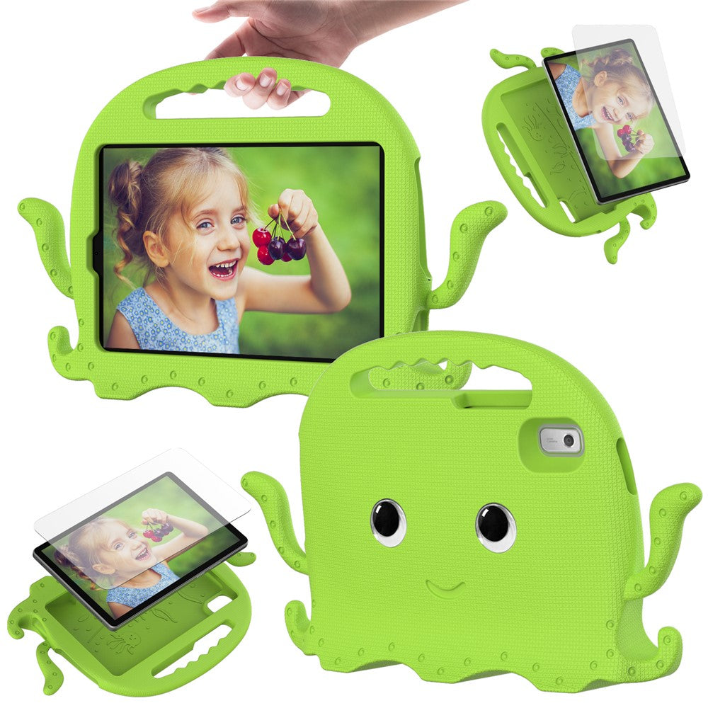 For Lenovo Tab M9 EVA Case Cartoon Octopus Hand Grip Tablet Cover with Shoulder Strap - Green