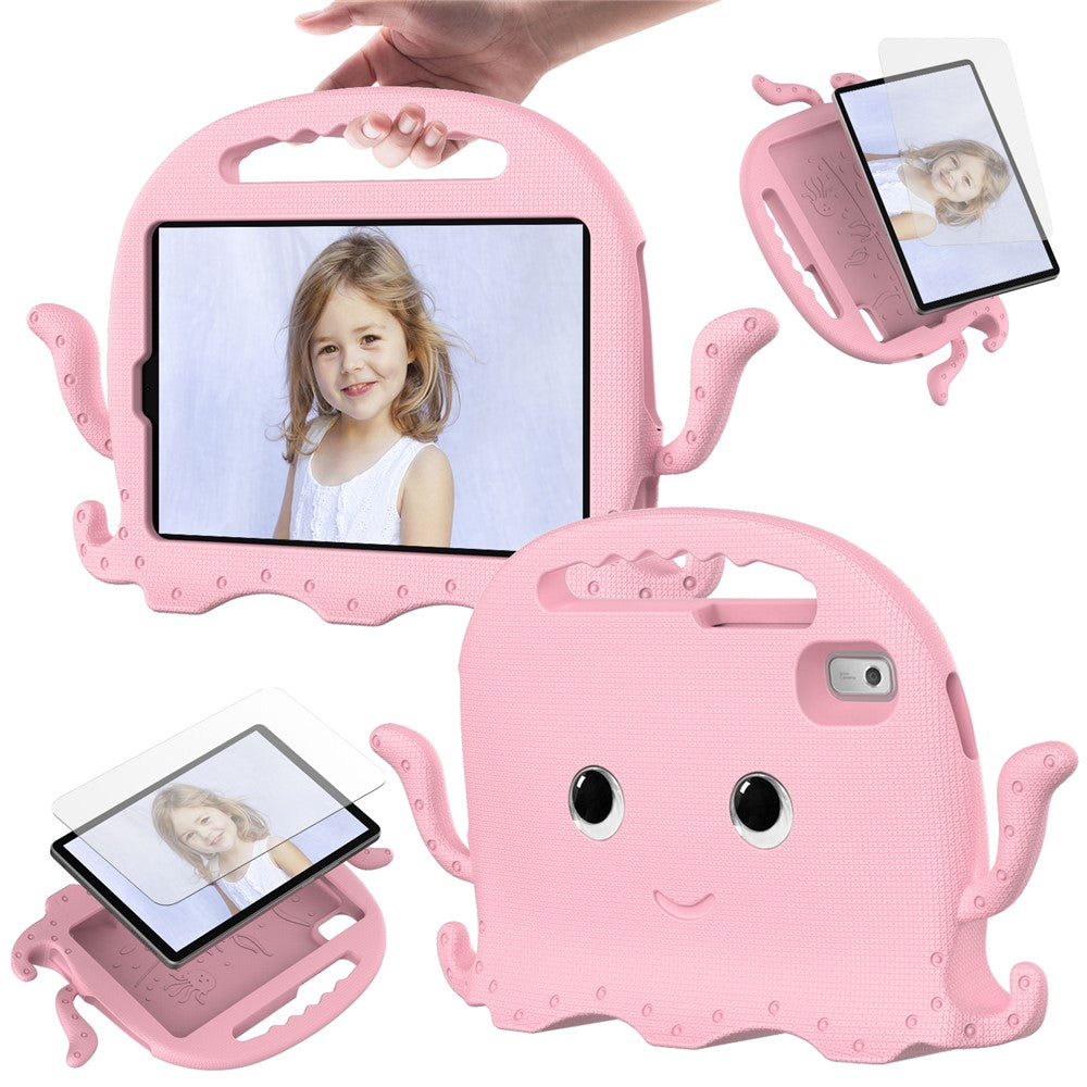 For Lenovo Tab M9 EVA Case Cartoon Octopus Hand Grip Tablet Cover with Shoulder Strap - Pink