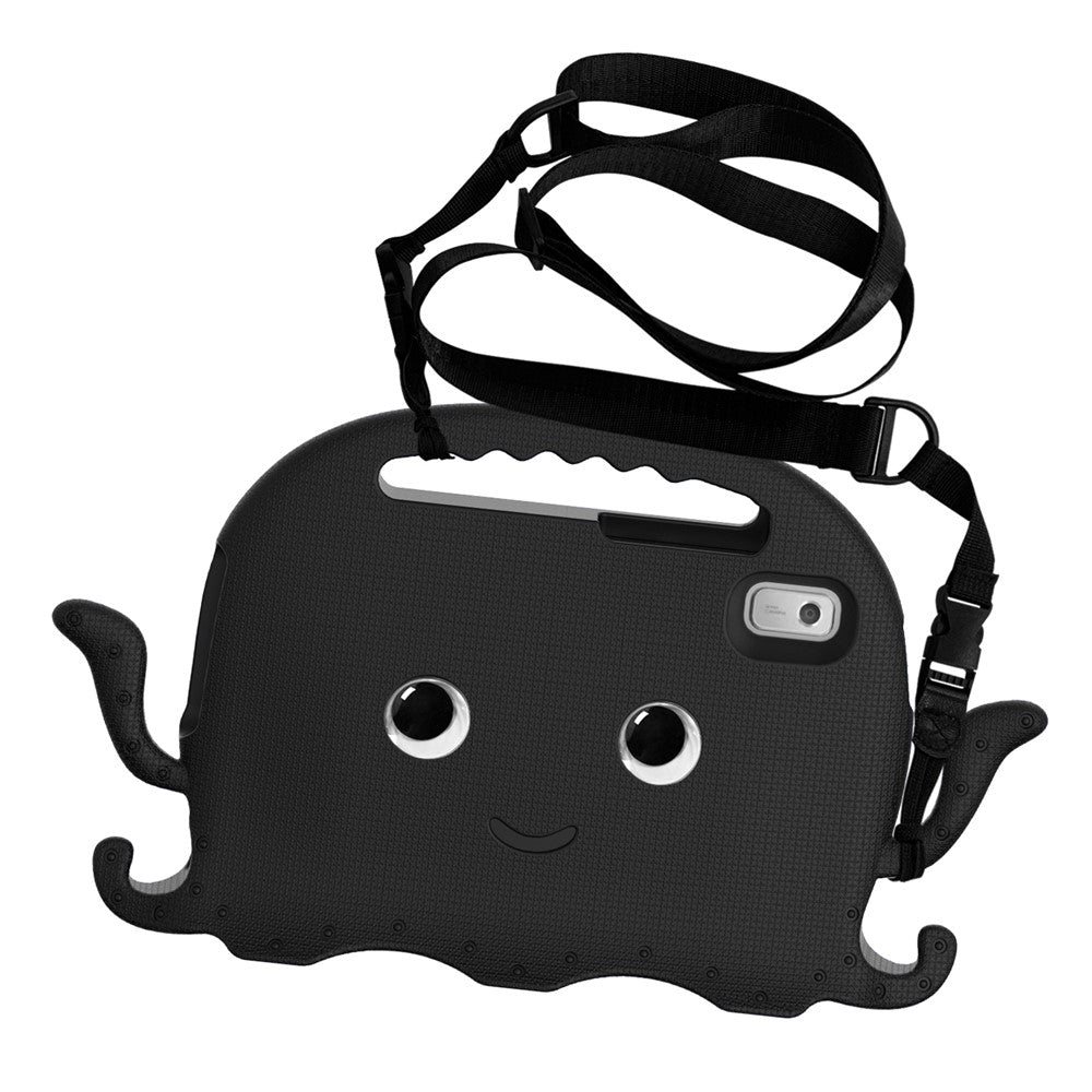 For Lenovo Tab M9 EVA Case Cartoon Octopus Hand Grip Tablet Cover with Shoulder Strap - Black