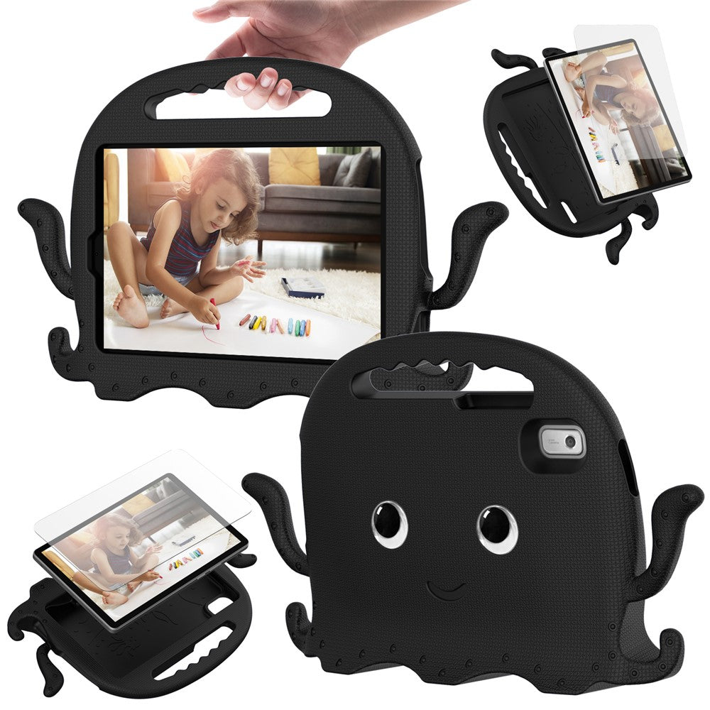 For Lenovo Tab M9 EVA Case Cartoon Octopus Hand Grip Tablet Cover with Shoulder Strap - Black