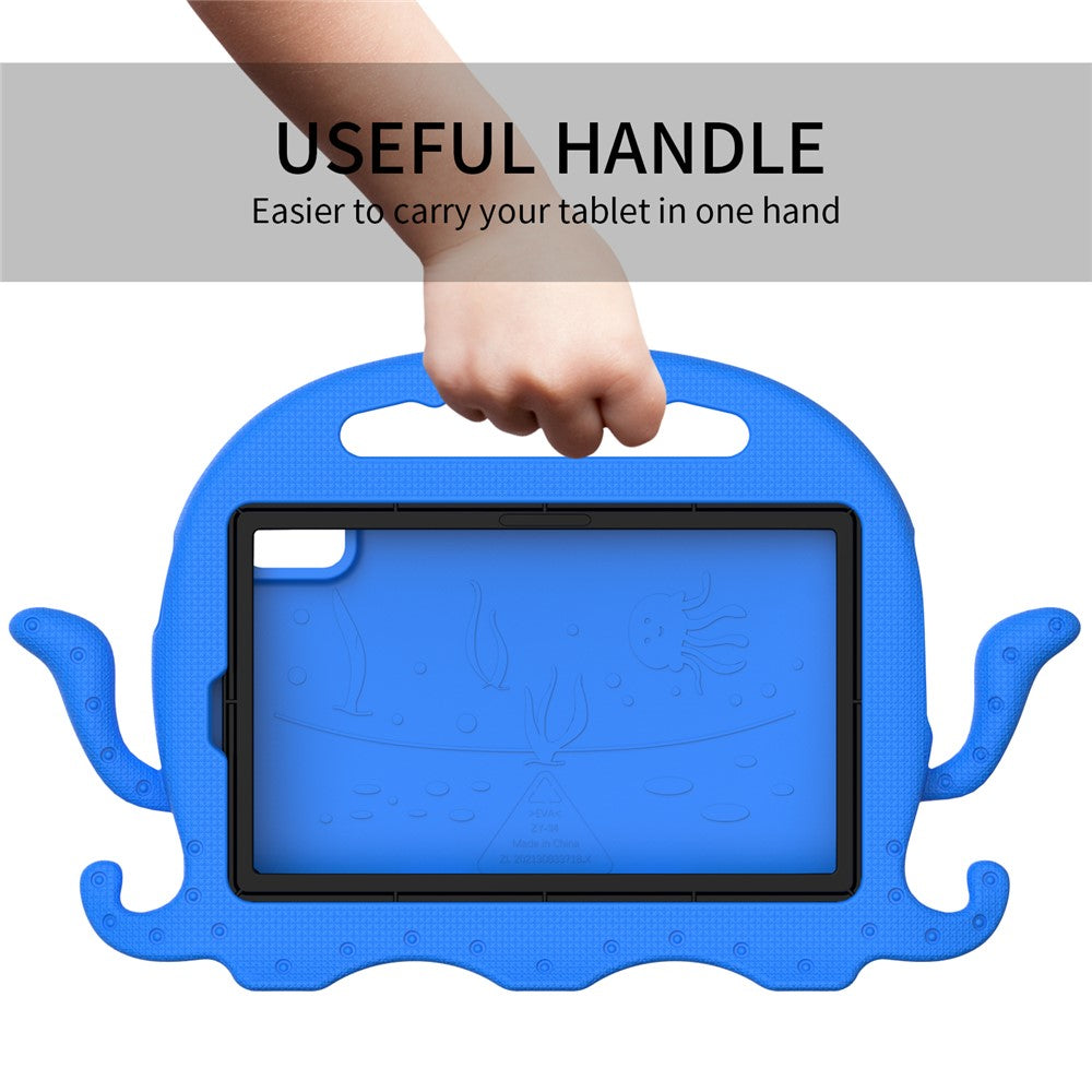For Lenovo Tab M9 EVA Case Cartoon Octopus Hand Grip Tablet Cover with Shoulder Strap - Blue