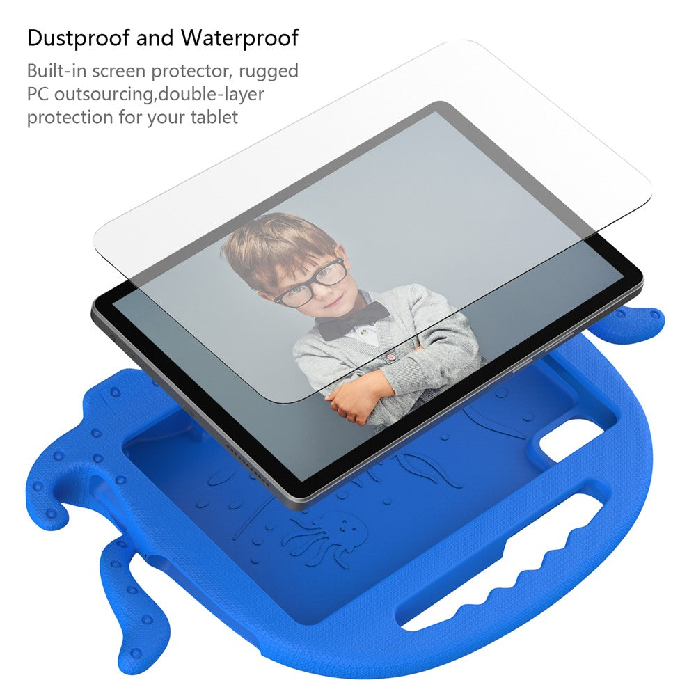 For Lenovo Tab M9 EVA Case Cartoon Octopus Hand Grip Tablet Cover with Shoulder Strap - Blue