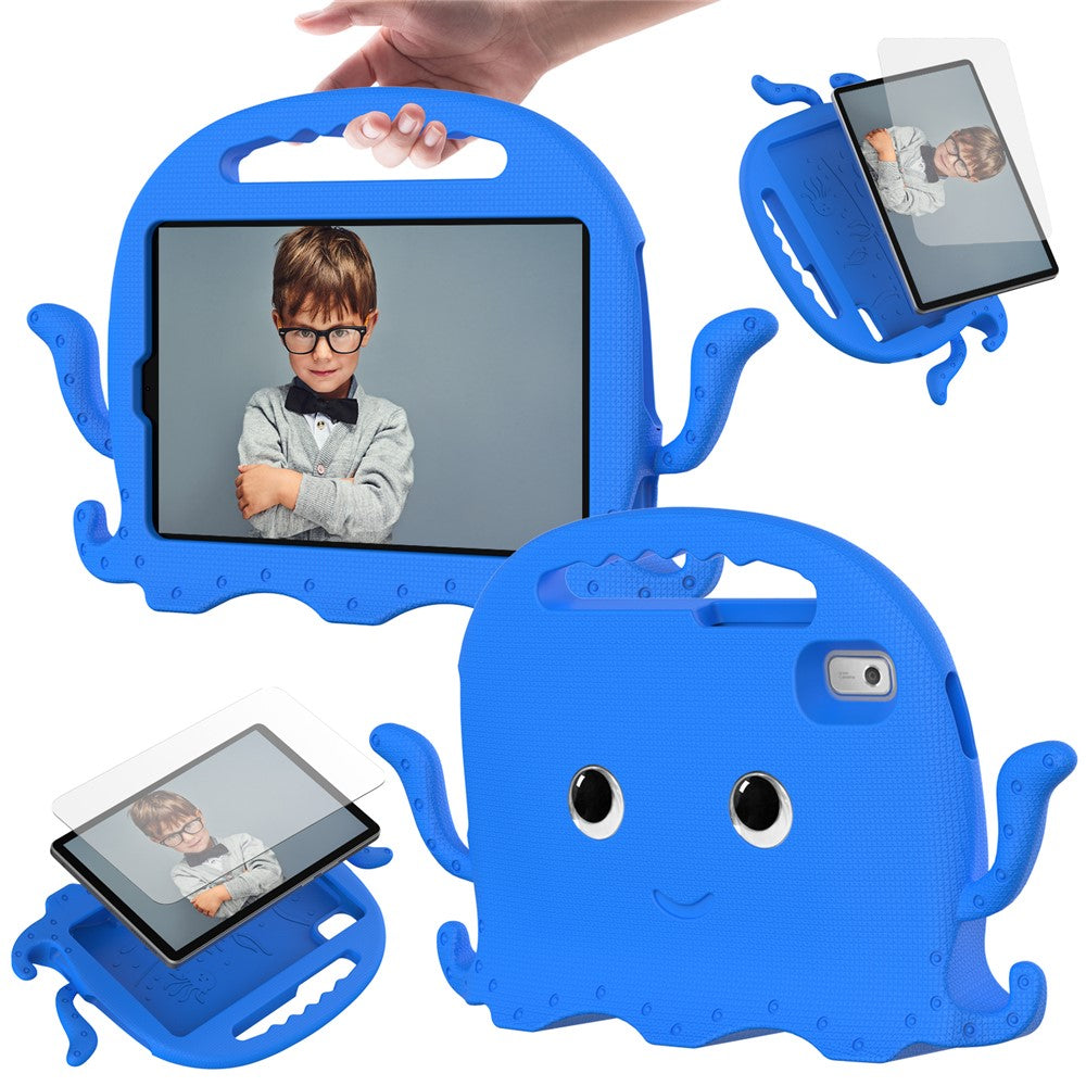 For Lenovo Tab M9 EVA Case Cartoon Octopus Hand Grip Tablet Cover with Shoulder Strap - Blue
