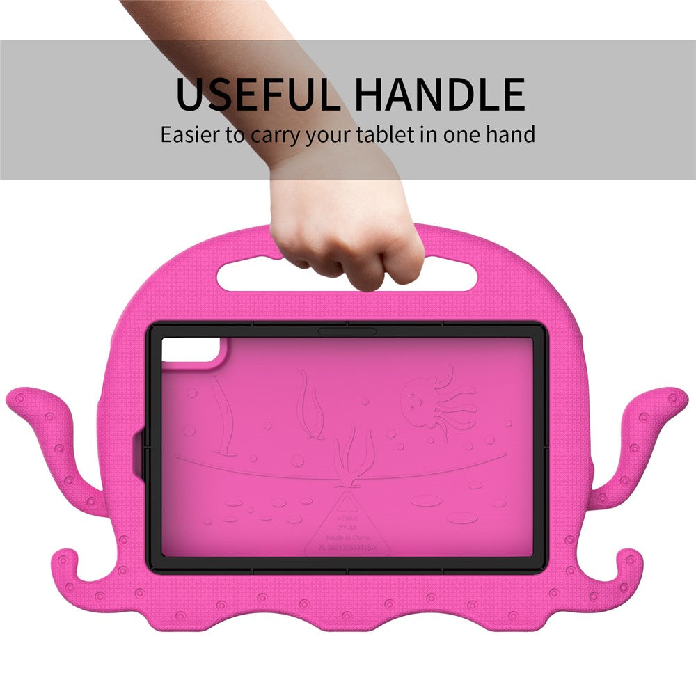 For Lenovo Tab M9 EVA Case Cartoon Octopus Hand Grip Tablet Cover with Shoulder Strap - Rose