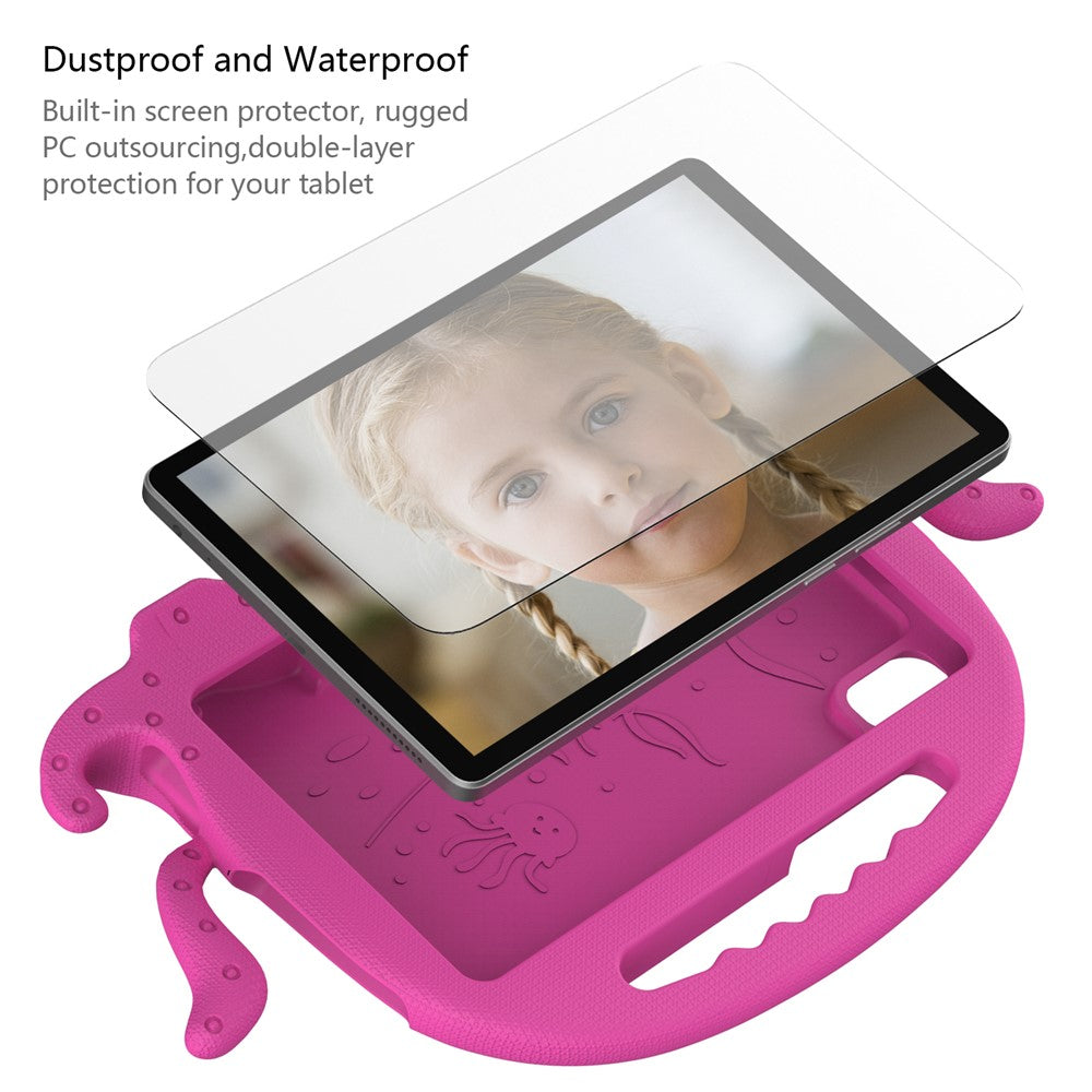 For Lenovo Tab M9 EVA Case Cartoon Octopus Hand Grip Tablet Cover with Shoulder Strap - Rose