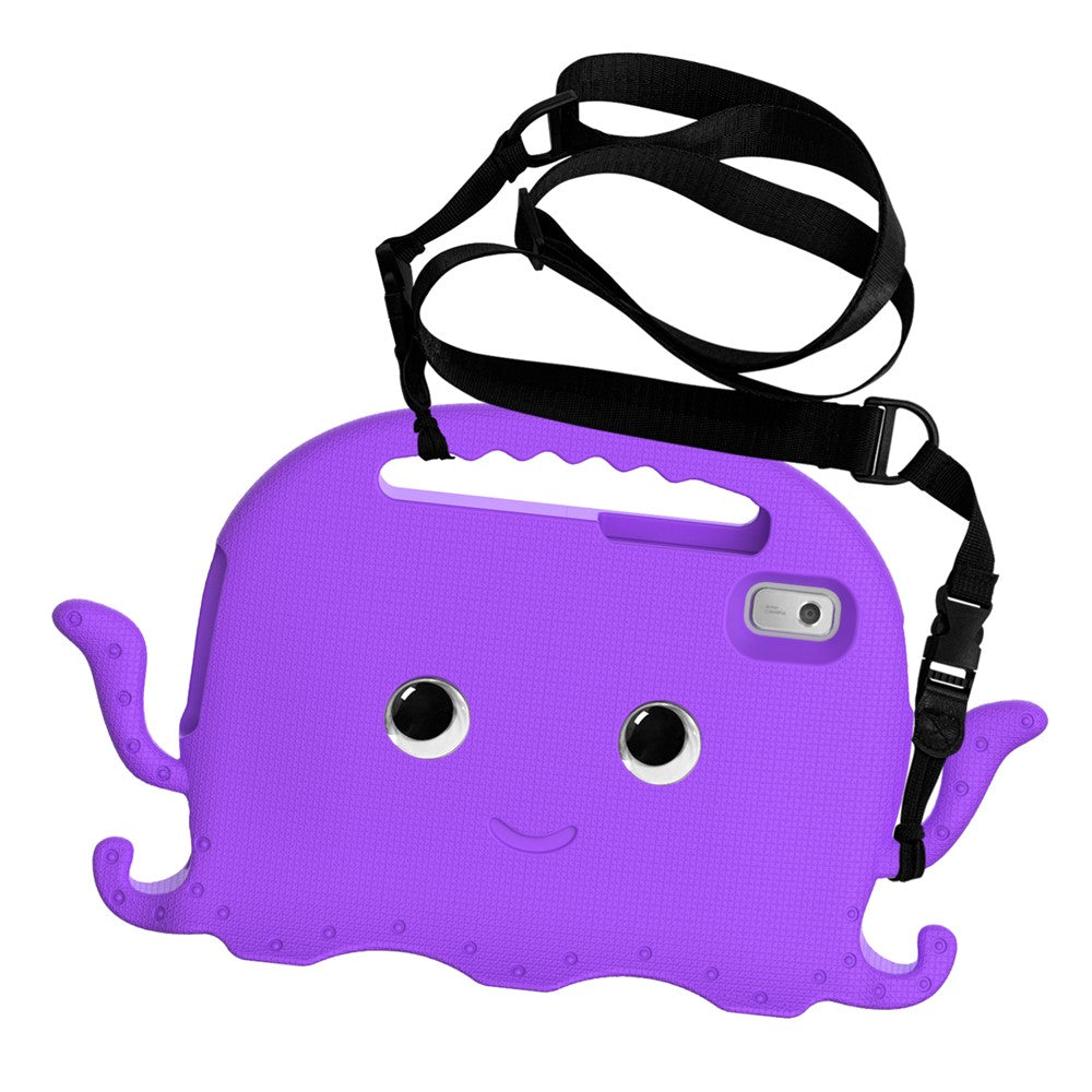 For Lenovo Tab M9 EVA Case Cartoon Octopus Hand Grip Tablet Cover with Shoulder Strap - Purple