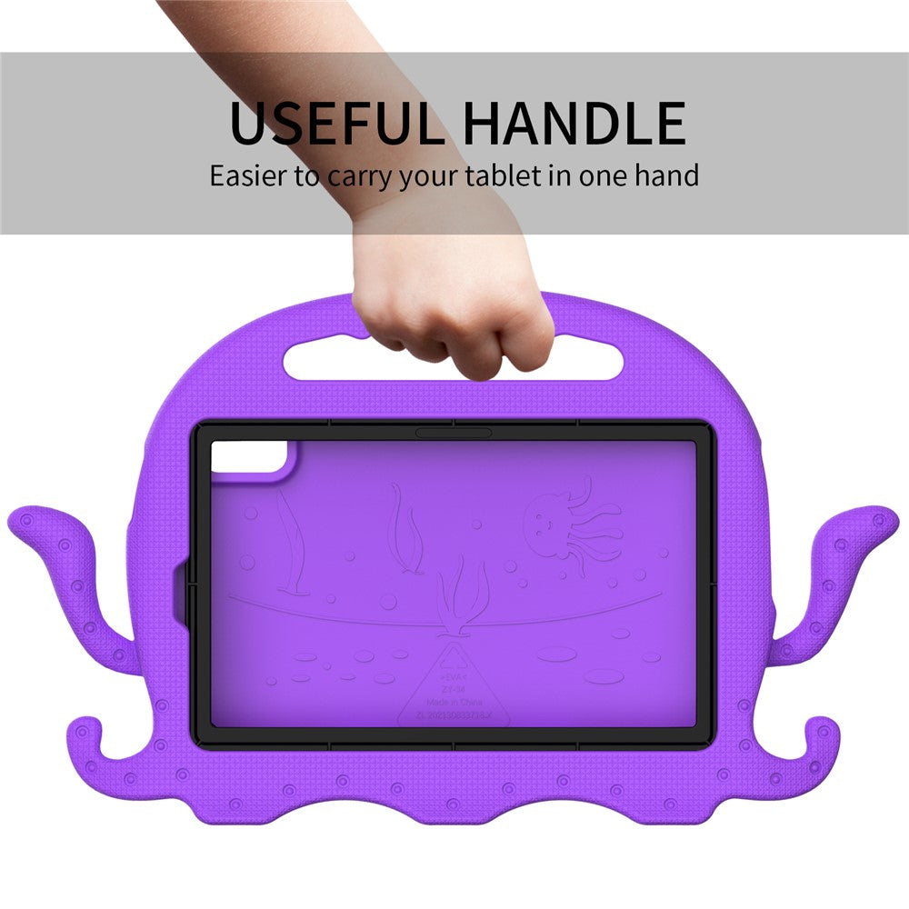 For Lenovo Tab M9 EVA Case Cartoon Octopus Hand Grip Tablet Cover with Shoulder Strap - Purple
