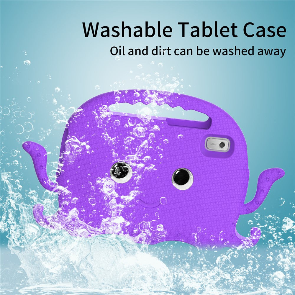 For Lenovo Tab M9 EVA Case Cartoon Octopus Hand Grip Tablet Cover with Shoulder Strap - Purple