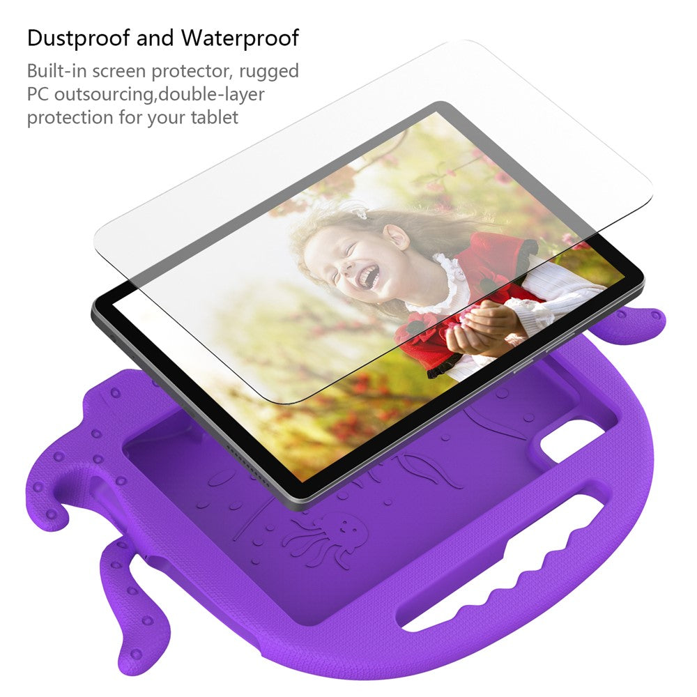 For Lenovo Tab M9 EVA Case Cartoon Octopus Hand Grip Tablet Cover with Shoulder Strap - Purple