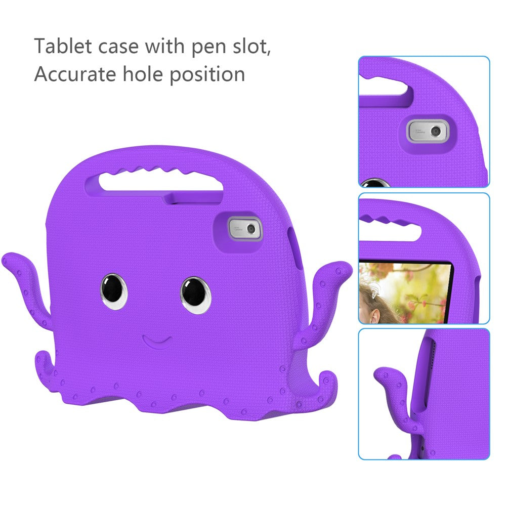 For Lenovo Tab M9 EVA Case Cartoon Octopus Hand Grip Tablet Cover with Shoulder Strap - Purple