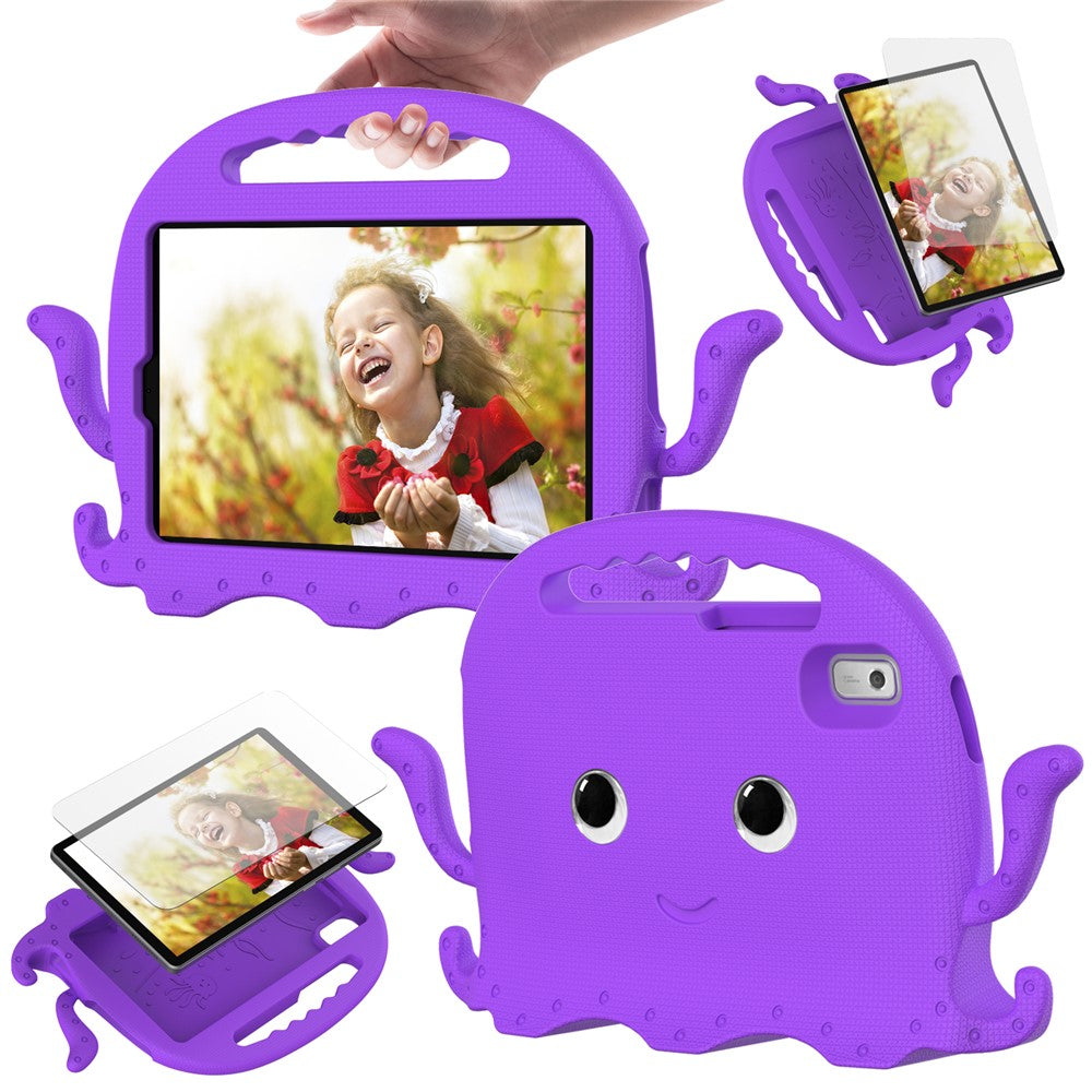 For Lenovo Tab M9 EVA Case Cartoon Octopus Hand Grip Tablet Cover with Shoulder Strap - Purple