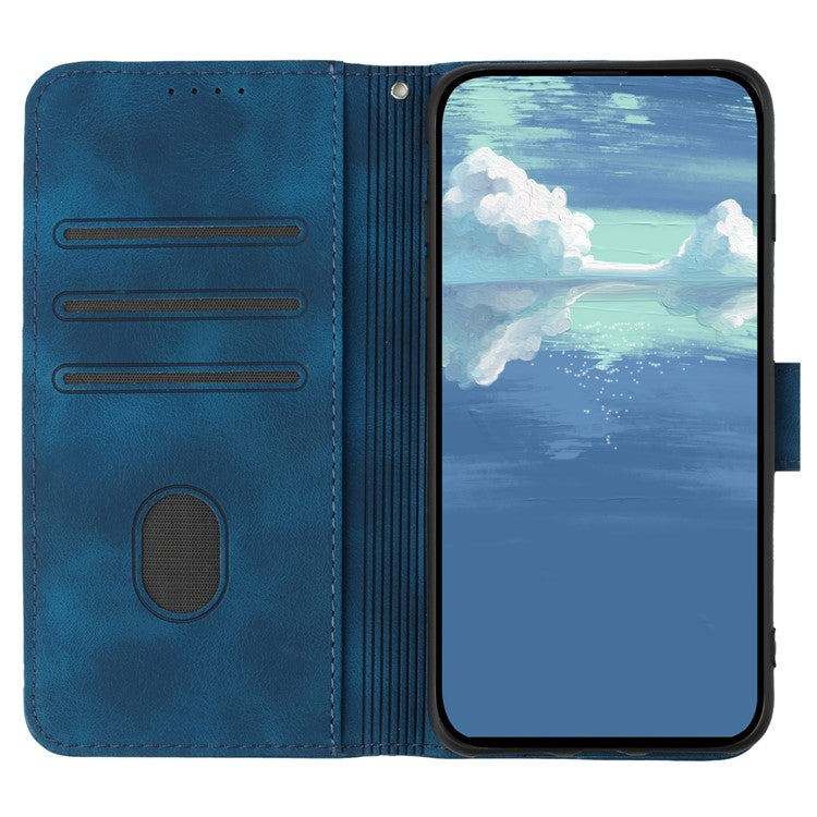 YX0040 For Samsung Galaxy M53 5G TPU+PU Leather Cover Imprinted Pattern Wallet Phone Stand Case - Sapphire
