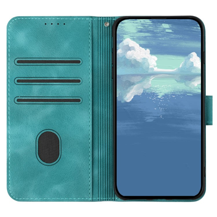 YX0040 For Samsung Galaxy M53 5G TPU+PU Leather Cover Imprinted Pattern Wallet Phone Stand Case - Baby Blue
