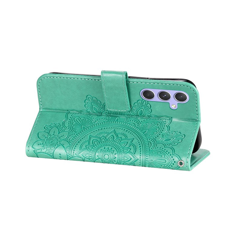 For Samsung Galaxy M54 5G / F54 5G Case Floral Pattern PU Leather Wallet Stand Phone Cover - Green