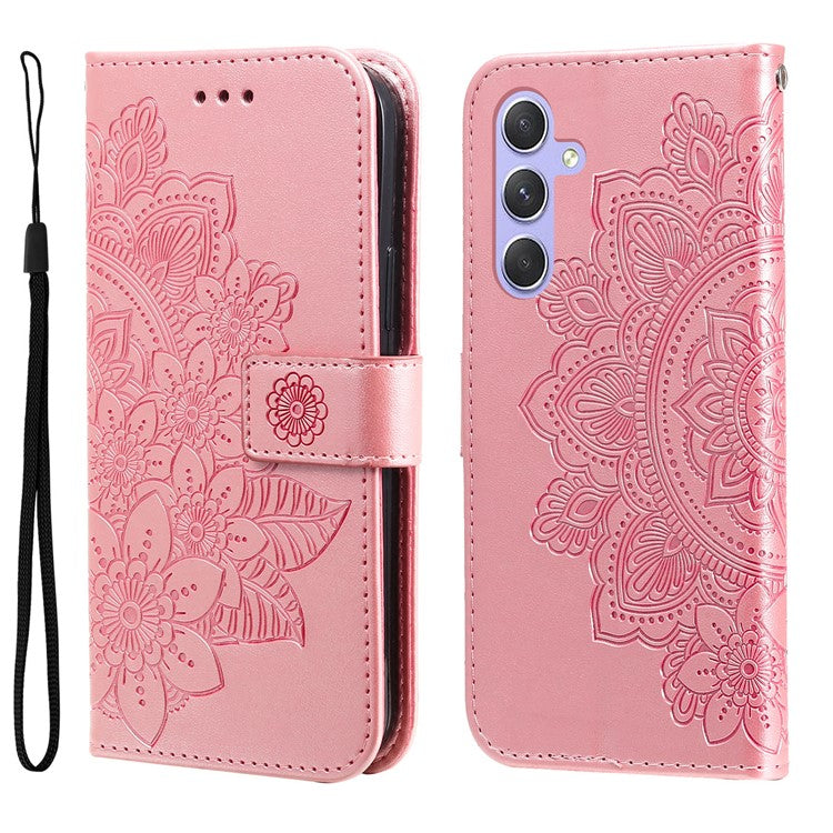 For Samsung Galaxy M54 5G / F54 5G Case Floral Pattern PU Leather Wallet Stand Phone Cover - Pink