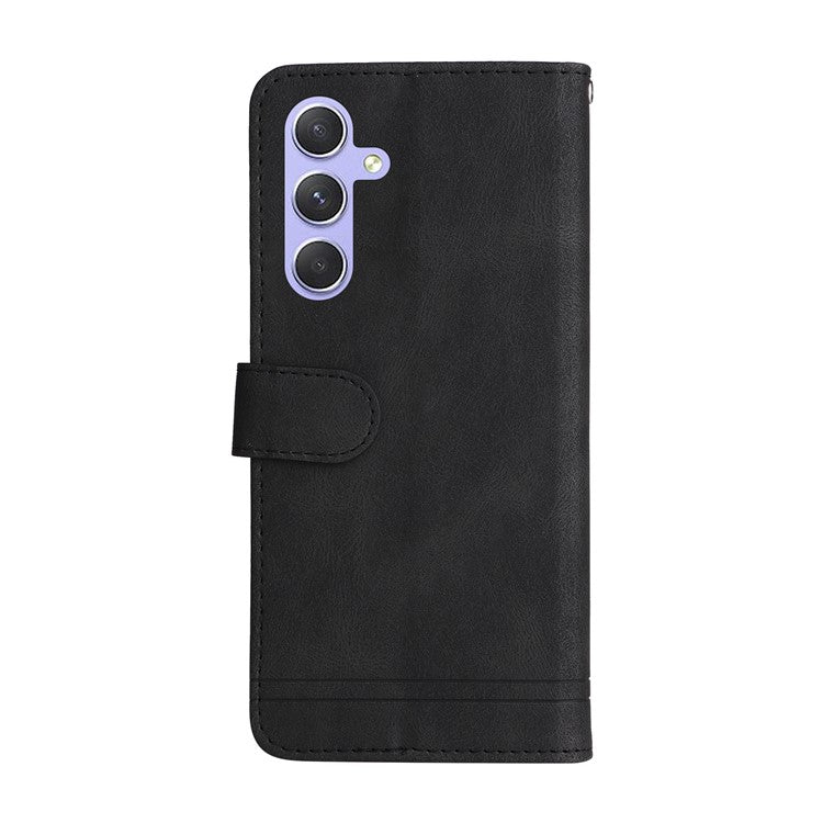 For Samsung Galaxy M54 5G / F54 5G Leather Wallet Cases Skin Touch Phone Cover Stand with Strap - Black