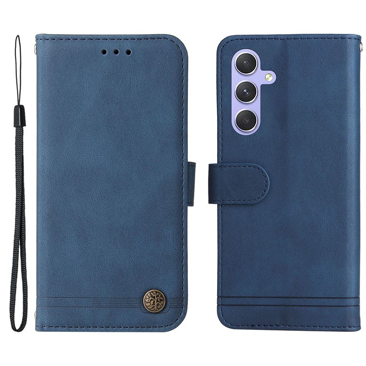 For Samsung Galaxy M54 5G / F54 5G Leather Wallet Cases Skin Touch Phone Cover Stand with Strap - Blue