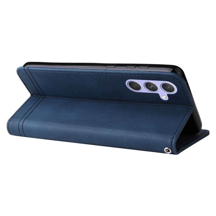 For Samsung Galaxy M54 5G / F54 5G Leather Wallet Cases Skin Touch Phone Cover Stand with Strap - Blue