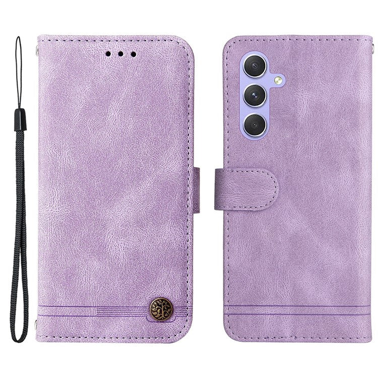 For Samsung Galaxy M54 5G / F54 5G Leather Wallet Cases Skin Touch Phone Cover Stand with Strap - Purple