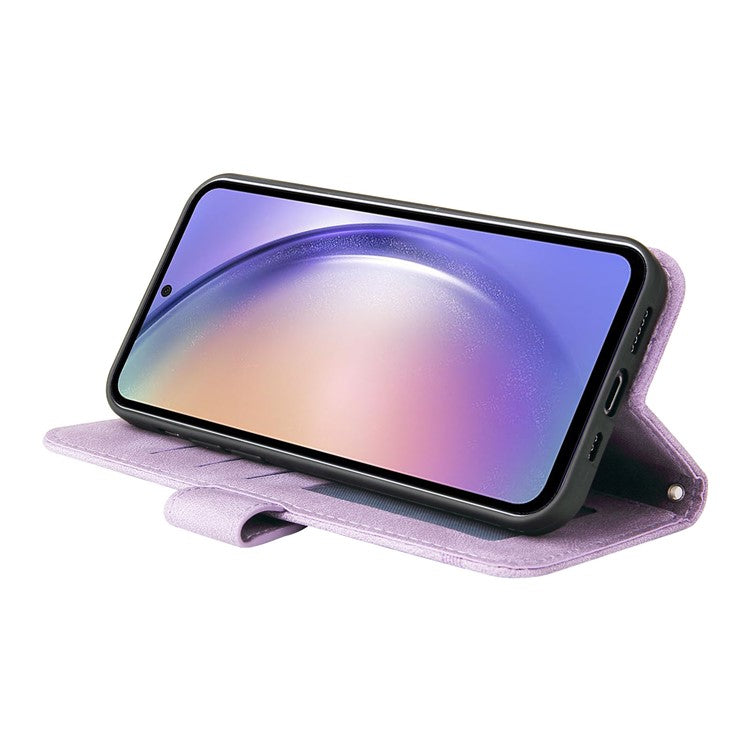 For Samsung Galaxy M54 5G / F54 5G Leather Wallet Cases Skin Touch Phone Cover Stand with Strap - Purple