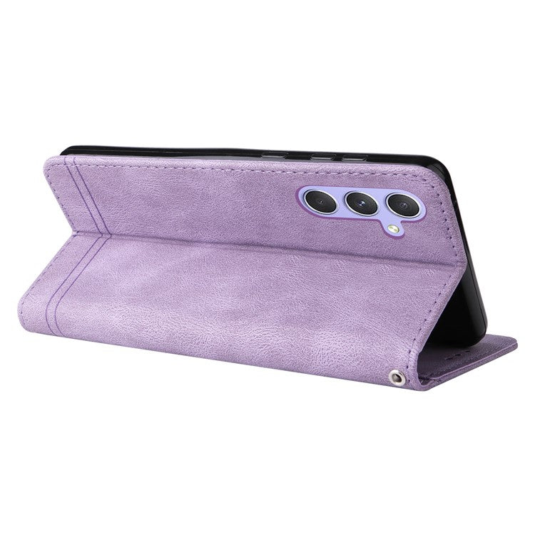 For Samsung Galaxy M54 5G / F54 5G Leather Wallet Cases Skin Touch Phone Cover Stand with Strap - Purple