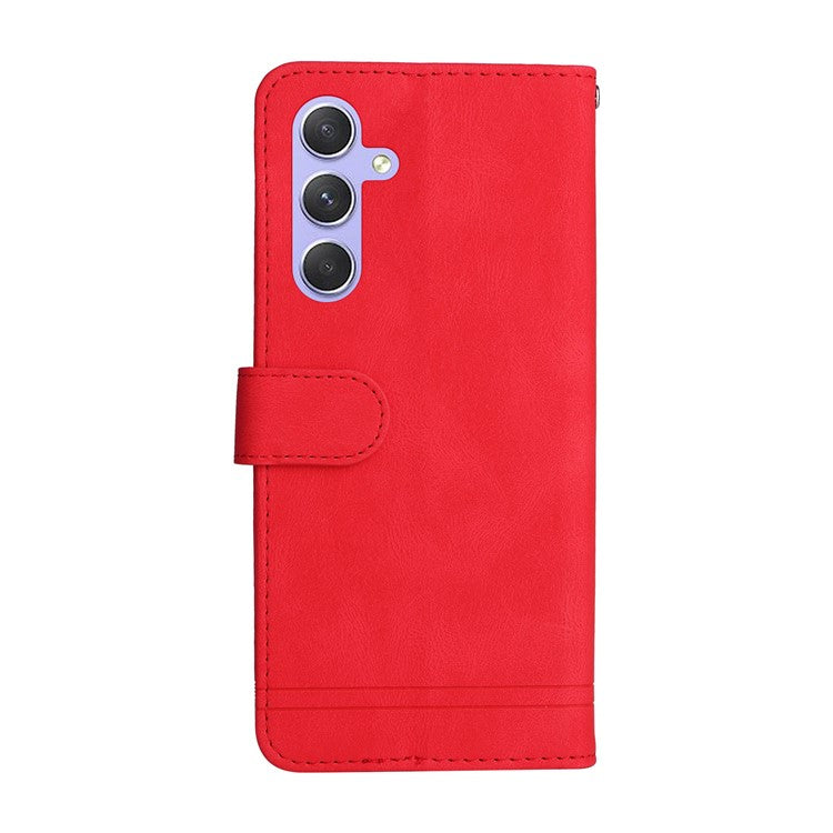 For Samsung Galaxy M54 5G / F54 5G Leather Wallet Cases Skin Touch Phone Cover Stand with Strap - Red