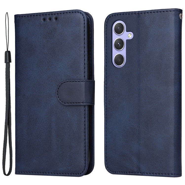 For Samsung Galaxy M54 5G / F54 5G Flip Protective Phone Cover PU Leather Calf Texture Stand Wallet Case - Blue