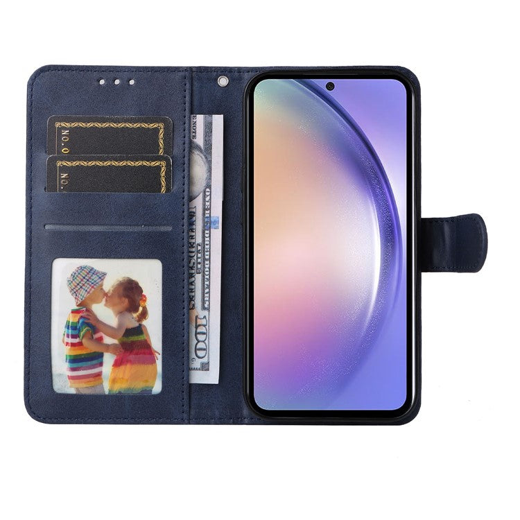 For Samsung Galaxy M54 5G / F54 5G Flip Protective Phone Cover PU Leather Calf Texture Stand Wallet Case - Blue