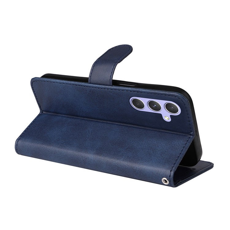 For Samsung Galaxy M54 5G / F54 5G Flip Protective Phone Cover PU Leather Calf Texture Stand Wallet Case - Blue