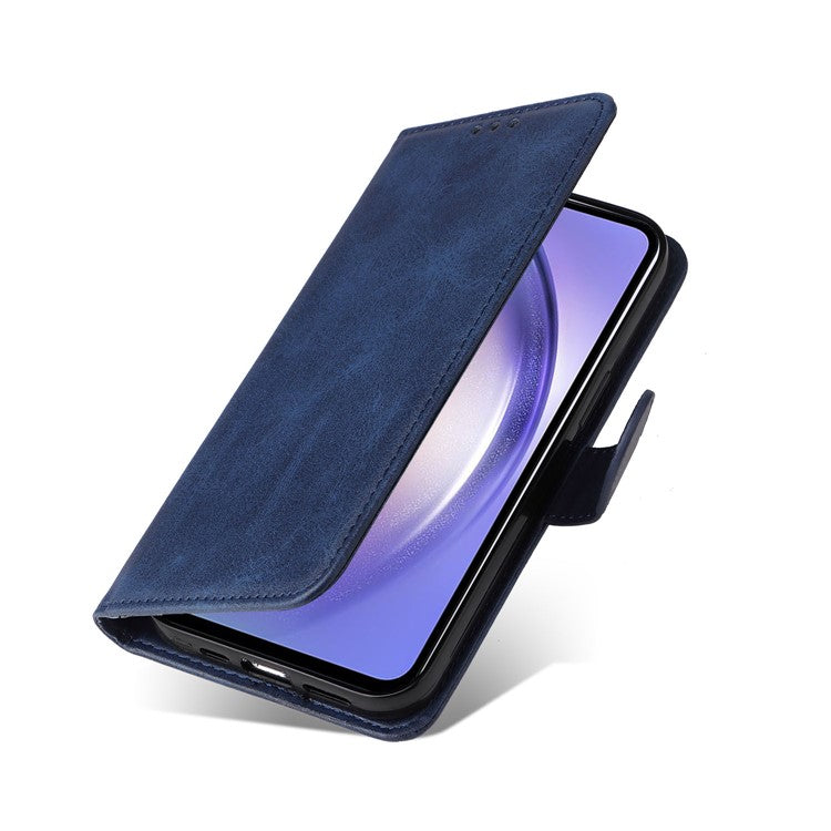For Samsung Galaxy M54 5G / F54 5G Flip Protective Phone Cover PU Leather Calf Texture Stand Wallet Case - Blue