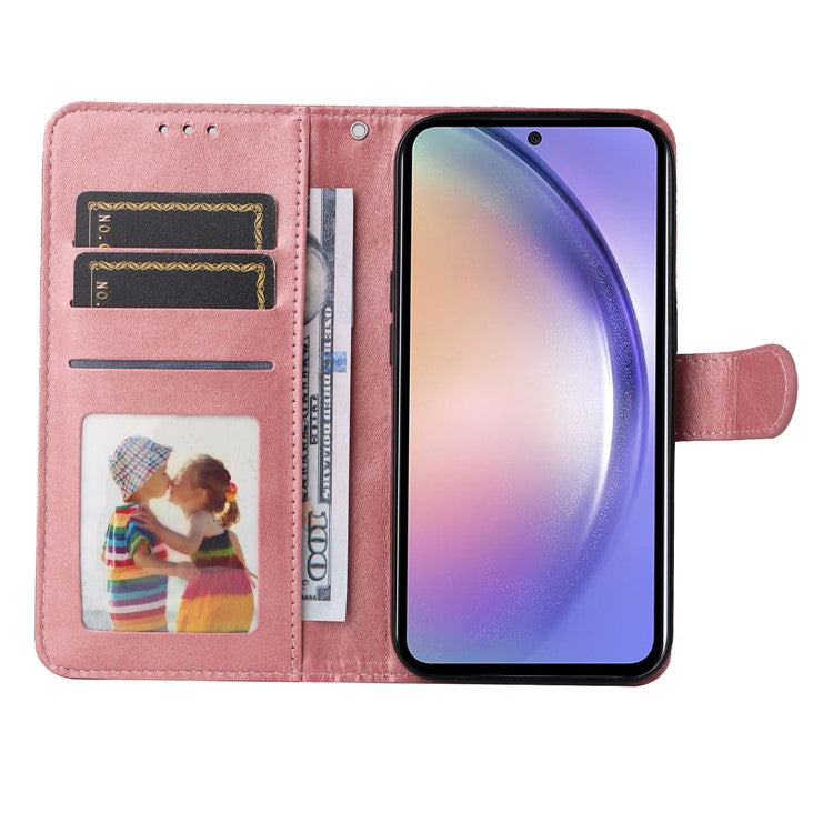 For Samsung Galaxy M54 5G / F54 5G Flip Protective Phone Cover PU Leather Calf Texture Stand Wallet Case - Pink