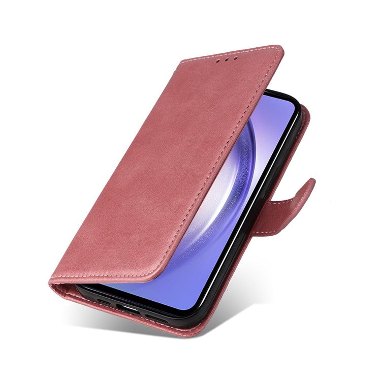 For Samsung Galaxy M54 5G / F54 5G Flip Protective Phone Cover PU Leather Calf Texture Stand Wallet Case - Pink