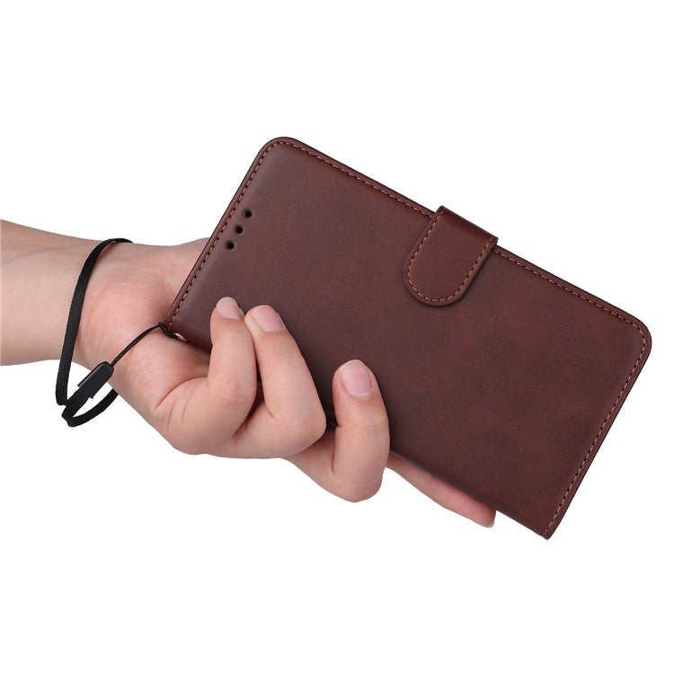 For Samsung Galaxy M54 5G / F54 5G Flip Protective Phone Cover PU Leather Calf Texture Stand Wallet Case - Brown