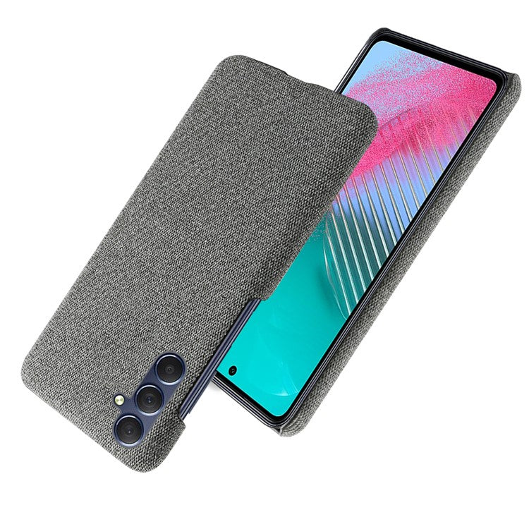 For Samsung Galaxy A24 4G (162.1 x 77.6 x 8.3mm) Non-Slip Case Cloth+Hard PC Protective Guardian Phone Cover - Grey