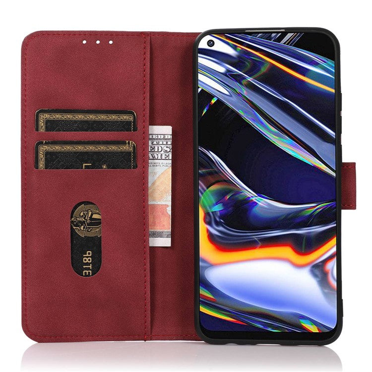 KHAZNEH PU Leather Phone Case for Oppo A1 5G Textured Flip Wallet Stand Cover - Red
