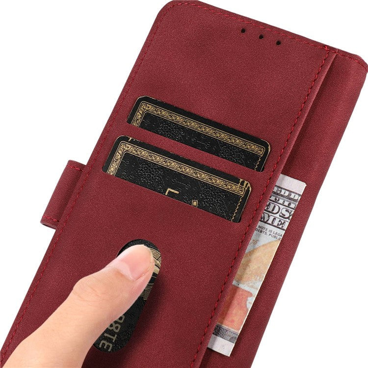 KHAZNEH PU Leather Phone Case for Oppo A1 5G Textured Flip Wallet Stand Cover - Red
