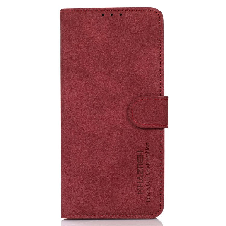 KHAZNEH PU Leather Phone Case for Oppo A1 5G Textured Flip Wallet Stand Cover - Red