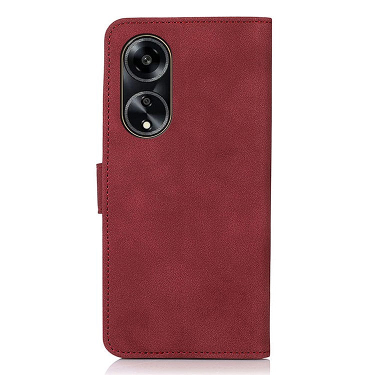 KHAZNEH PU Leather Phone Case for Oppo A1 5G Textured Flip Wallet Stand Cover - Red