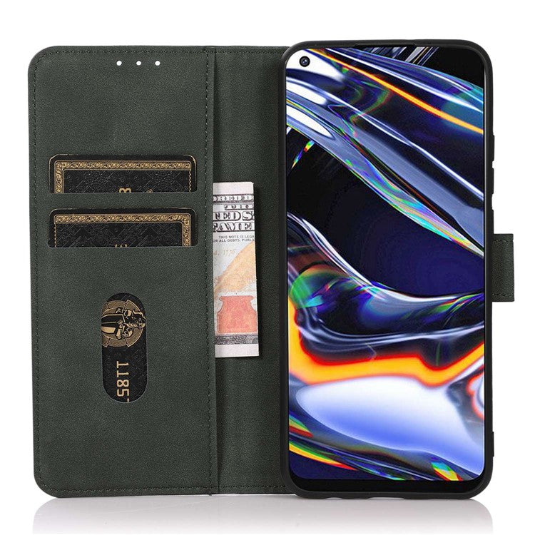 KHAZNEH PU Leather Phone Case for Oppo A1 5G Textured Flip Wallet Stand Cover - Green